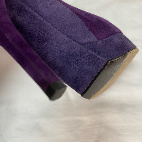 Stuart Weitzman Shoes Womens Size 7M Prurple Suede Peep Toe Heels 4” - Picture 10 of 15